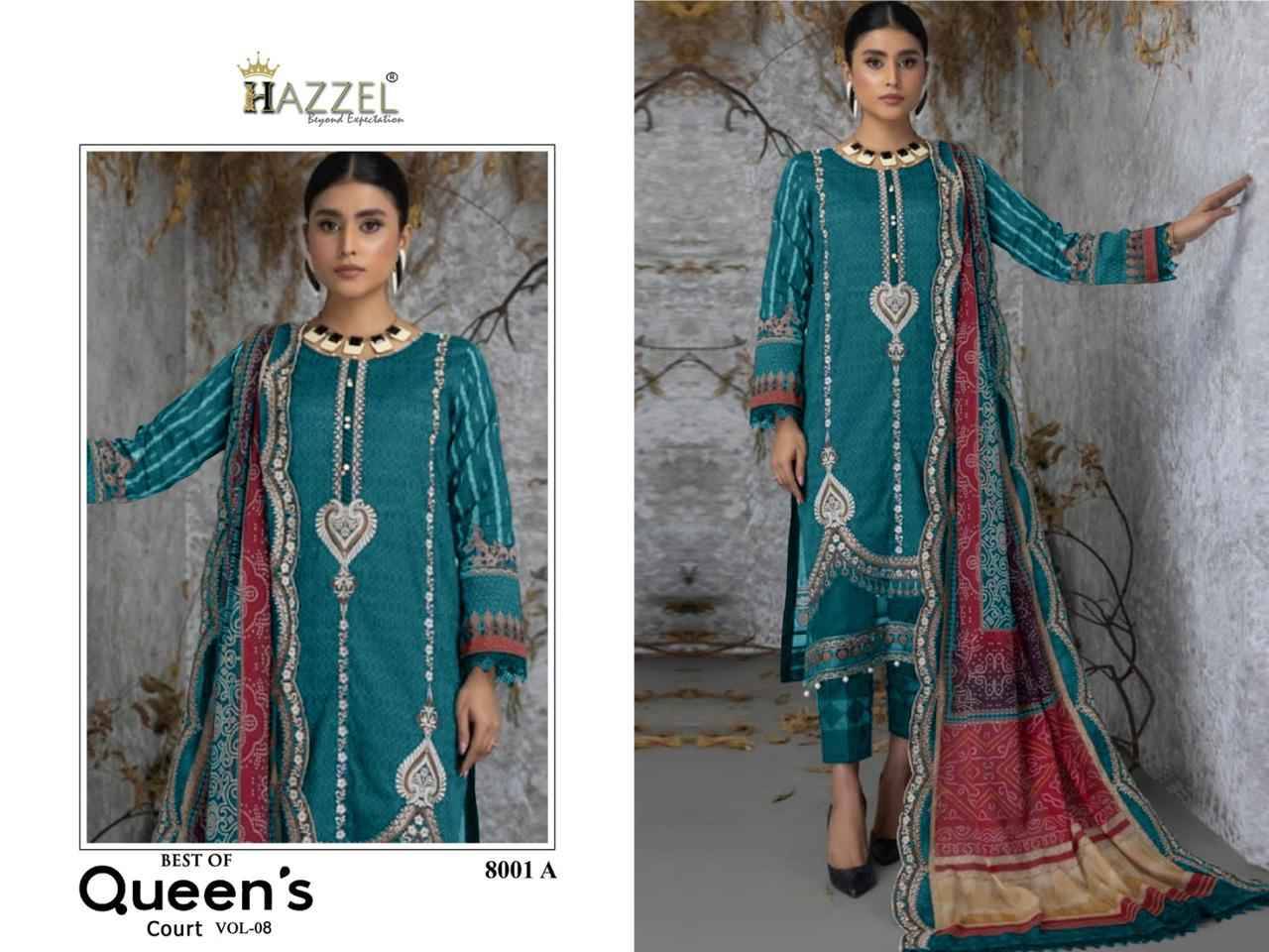Best Of Queens Court Vol-8 By Hazzel 8001-A To 8001-E Series Beautiful Pakistani Suits Colorful Stylish Fancy Casual Wear & Ethnic Wear Pure Cotton Embroidered Dresses At Wholesale Price