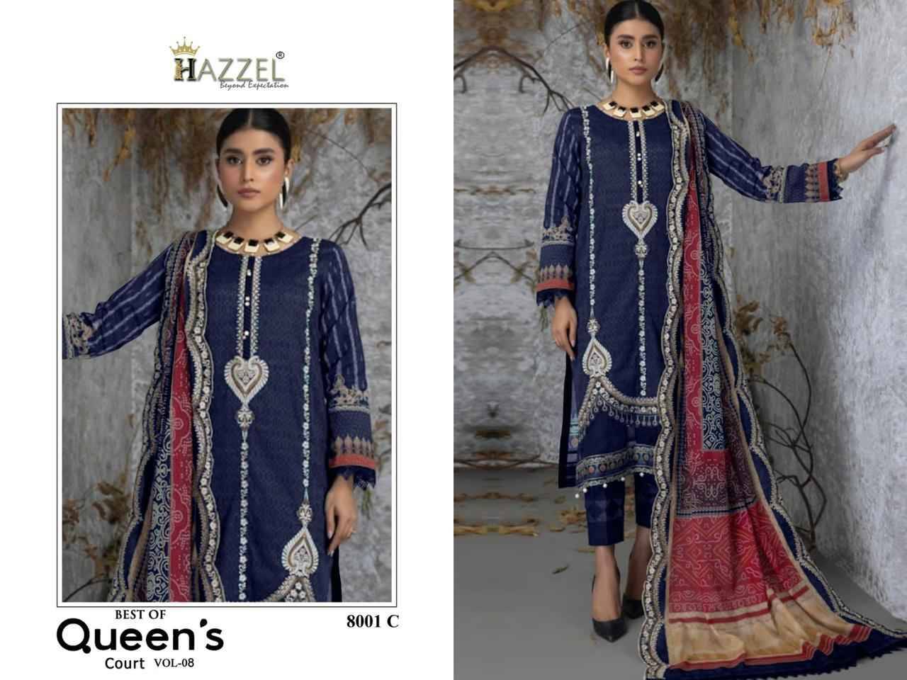 Best Of Queens Court Vol-8 By Hazzel 8001-A To 8001-E Series Beautiful Pakistani Suits Colorful Stylish Fancy Casual Wear & Ethnic Wear Pure Cotton Embroidered Dresses At Wholesale Price