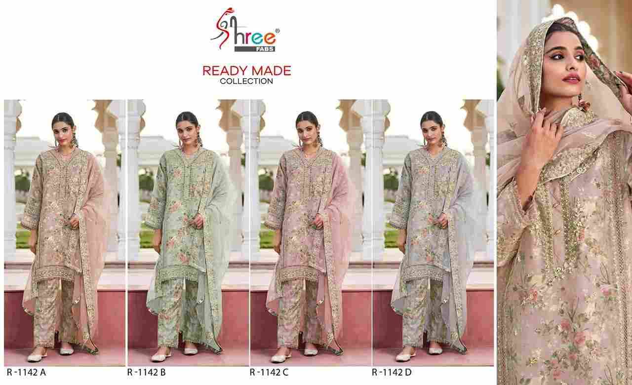 Shree Fabs Hit Design R-1142 Colours By Shree Fabs R-1142-A To R-1142-D Series Beautiful Pakistani Suits Colorful Stylish Fancy Casual Wear & Ethnic Wear Organza Embroidered Dresses At Wholesale Price