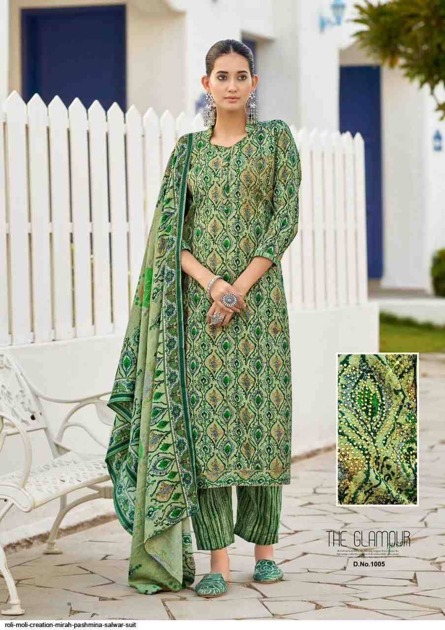 Mirah By Roli Moli 1001 To 1008 Series Beautiful Suits Colorful Stylish Fancy Casual Wear & Ethnic Wear Pure Pashmina Print Dresses At Wholesale Price