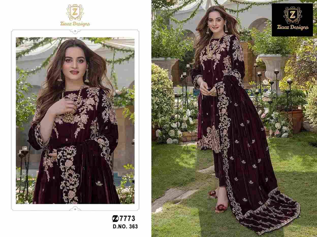 Ziaaz Designs Hit Design 363 By Ziaaz Designs Beautiful Stylish Pakistani Suits Fancy Colorful Casual Wear & Ethnic Wear & Ready To Wear Velvet Embroidery Dresses At Wholesale Price