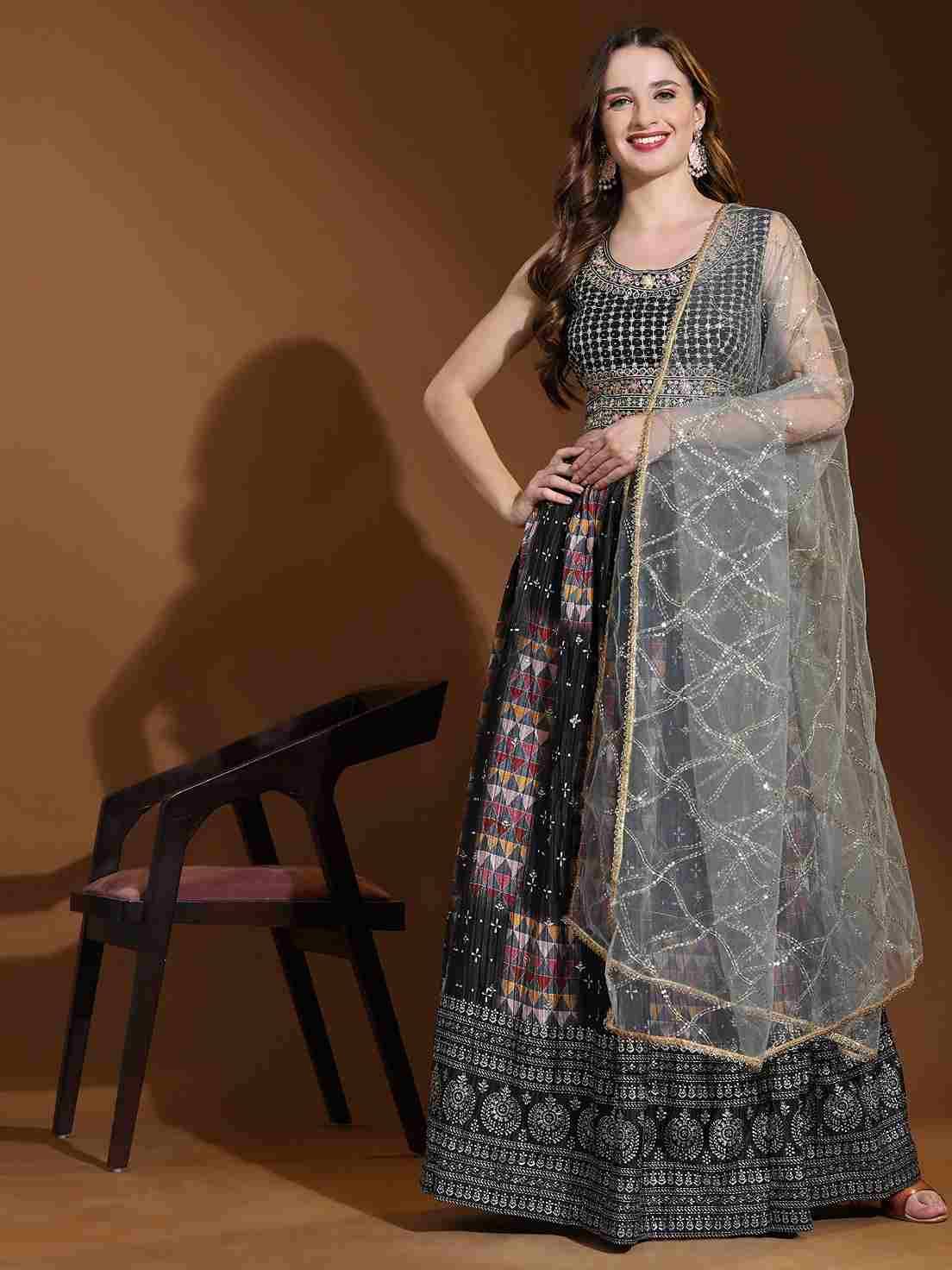 C-2053 By Amoha Trendz 2053-A To 2053-C Series Designer Beautiful Festive Collection Occasional Wear & Party Wear Chinnon Lehengas At Wholesale Price