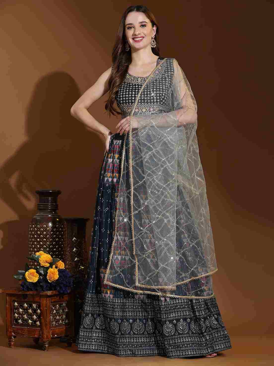 C-2053 By Amoha Trendz 2053-A To 2053-C Series Designer Beautiful Festive Collection Occasional Wear & Party Wear Chinnon Lehengas At Wholesale Price
