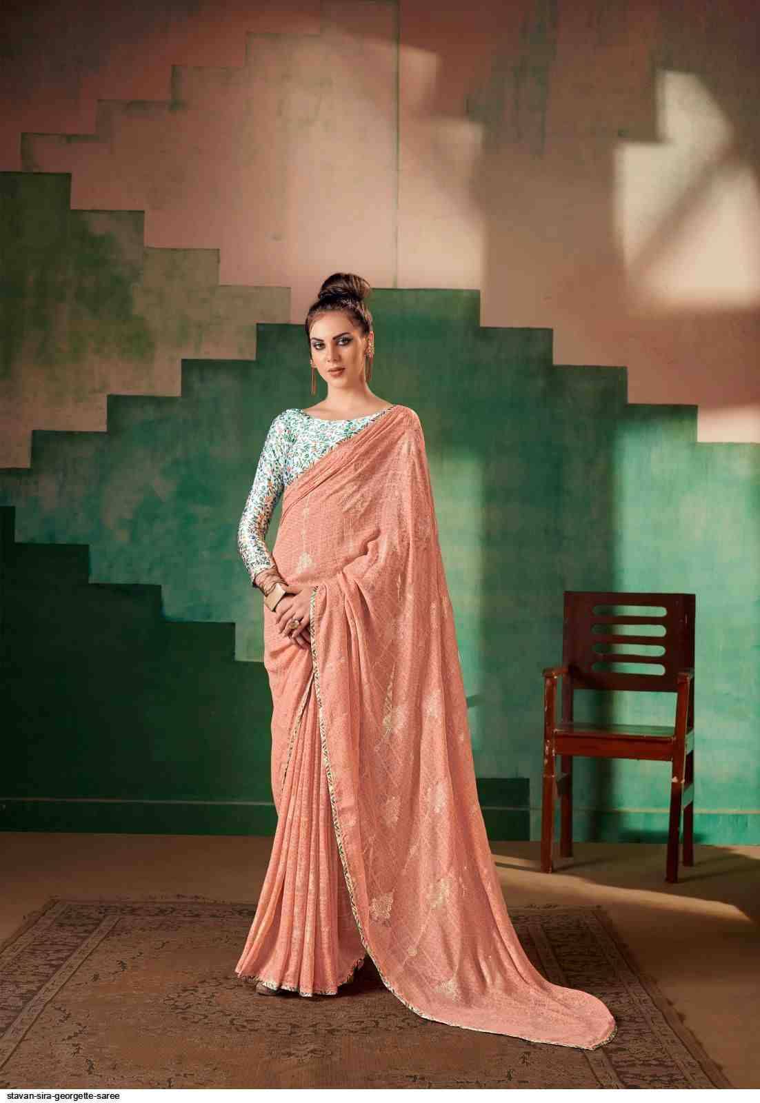 Sira By Stavan 1001 To 1010 Series Indian Traditional Wear Collection Beautiful Stylish Fancy Colorful Party Wear & Occasional Wear Georgette Sarees At Wholesale Price