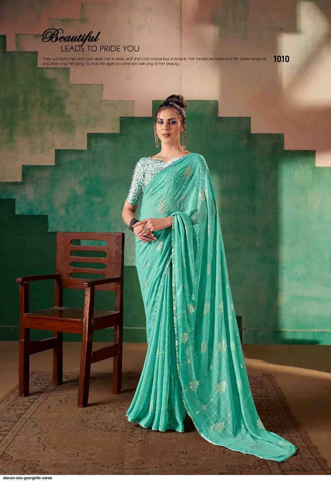 Sira By Stavan 1001 To 1010 Series Indian Traditional Wear Collection Beautiful Stylish Fancy Colorful Party Wear & Occasional Wear Georgette Sarees At Wholesale Price