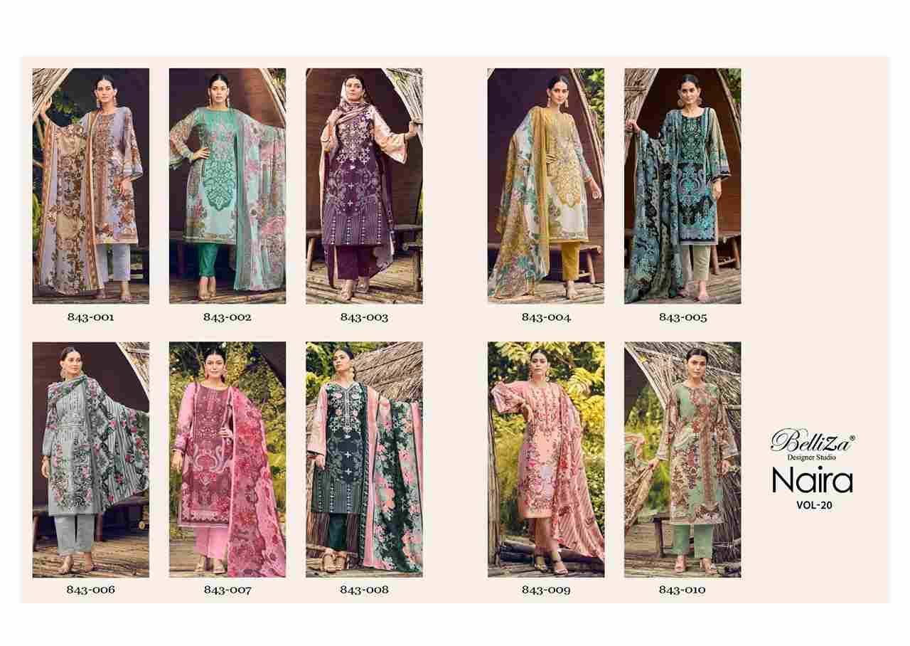 Naira Vol-20 By Belliza 843-001 To 843-010 Series Beautiful Festive Suits Colorful Stylish Fancy Casual Wear & Ethnic Wear Pure Cotton Digital Print Dresses At Wholesale Price
