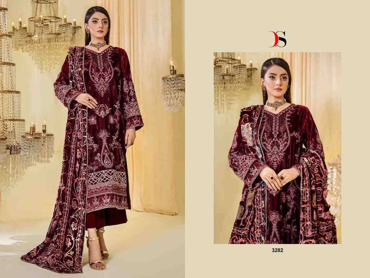 Sana Safinaz Velvet Collection By Deepsy Suits 3281 To 3286 Series Beautiful Pakistani Suits Stylish Fancy Colorful Party Wear & Occasional Wear Velvet With Embroidery Dresses At Wholesale Price