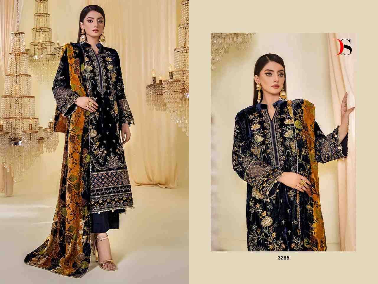 Sana Safinaz Velvet Collection By Deepsy Suits 3281 To 3286 Series Beautiful Pakistani Suits Stylish Fancy Colorful Party Wear & Occasional Wear Velvet With Embroidery Dresses At Wholesale Price