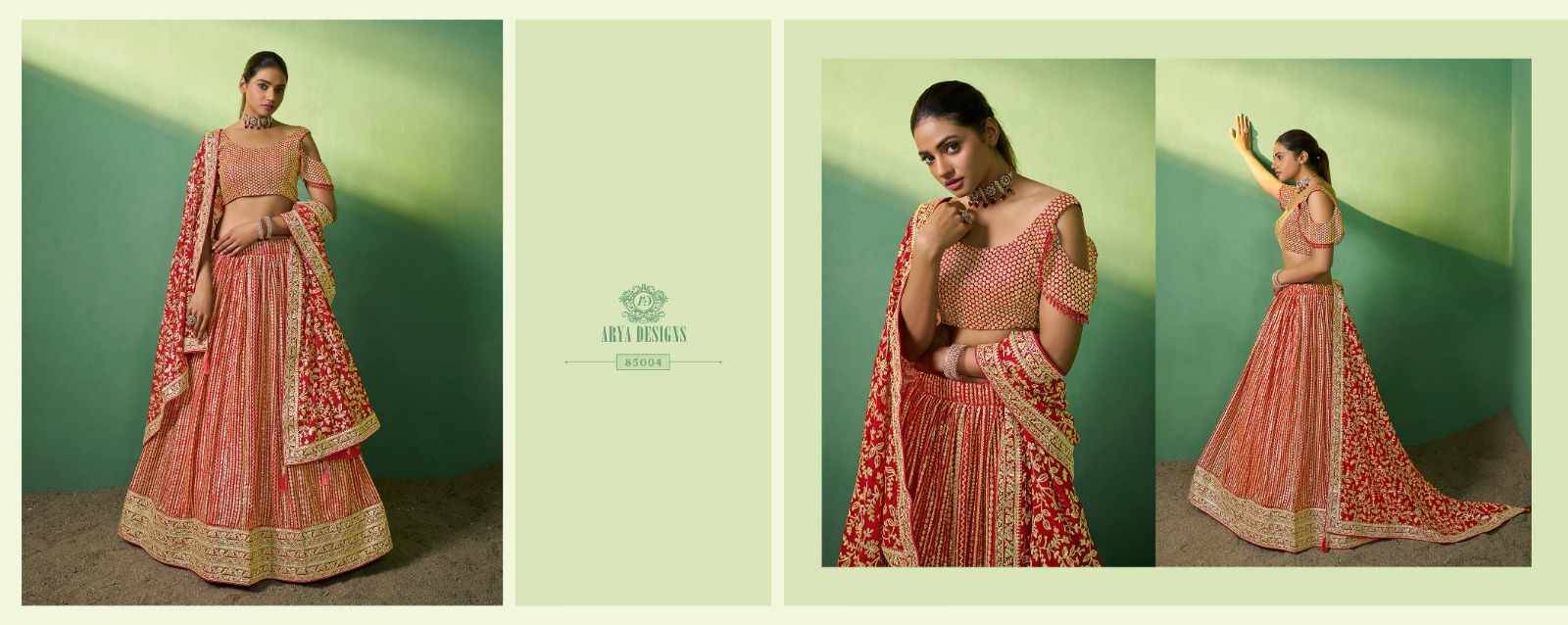 Poshak Vol-7 By Arya Designs 85001 To 85011 Series Bridal Wear Collection Beautiful Stylish Colorful Fancy Party Wear & Occasional Wear Georgette Lehengas At Wholesale Price