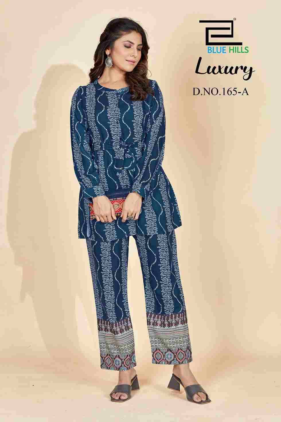 Luxury By Blue Hills 165-A To 165-D Series Designer Stylish Fancy Colorful Beautiful Party Wear & Ethnic Wear Collection Rayon Print Co-Ord At Wholesale Price