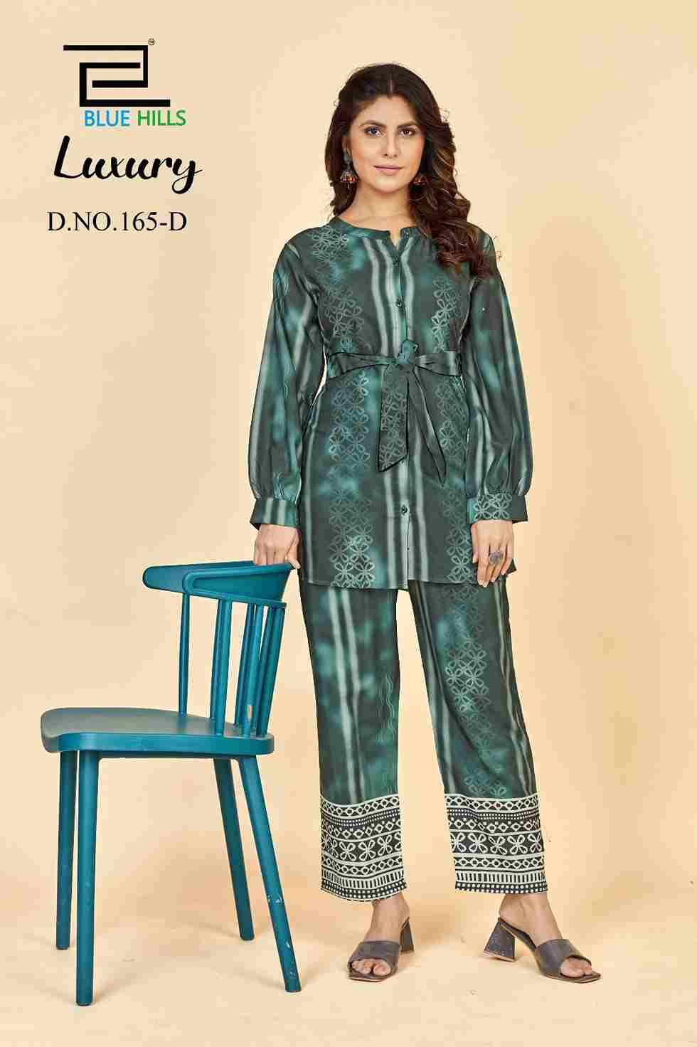 Luxury By Blue Hills 165-A To 165-D Series Designer Stylish Fancy Colorful Beautiful Party Wear & Ethnic Wear Collection Rayon Print Co-Ord At Wholesale Price