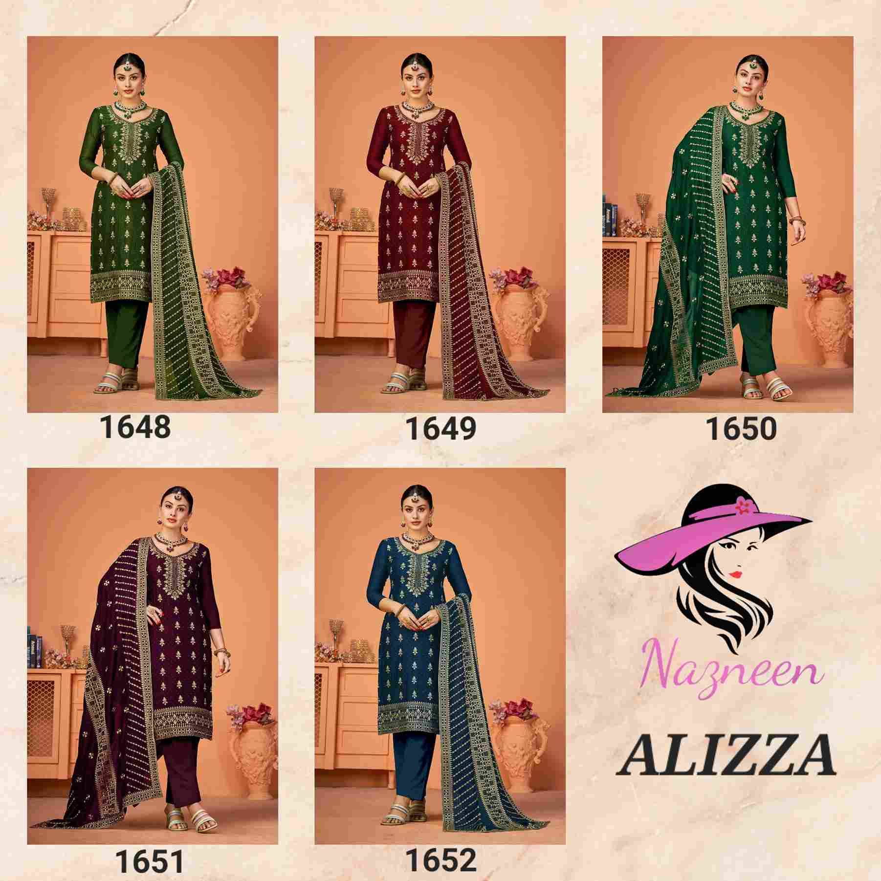 Alizza By Nazneen 1648 To 1652 Series Beautiful Festive Suits Stylish Fancy Colorful Casual Wear & Ethnic Wear Vichitra Embroidered Dresses At Wholesale Price