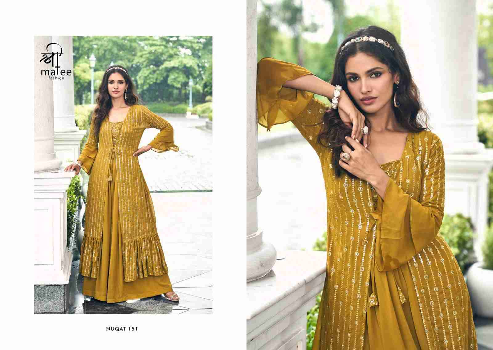 Nuqat By Shree Matee Fashion 149 To 152 Series Beautiful Stylish Fancy Colorful Casual Wear & Ethnic Wear Pure Faux Georgette Tops With Palazzo At Wholesale Price