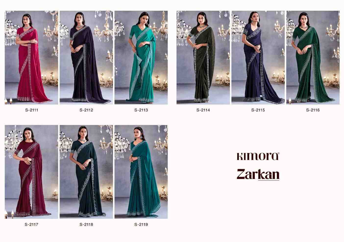 Zarkan By Kimora Fashion 2111 To 2119 Series Indian Traditional Wear Collection Beautiful Stylish Fancy Colorful Party Wear & Occasional Wear Satin With Work Sarees At Wholesale Price