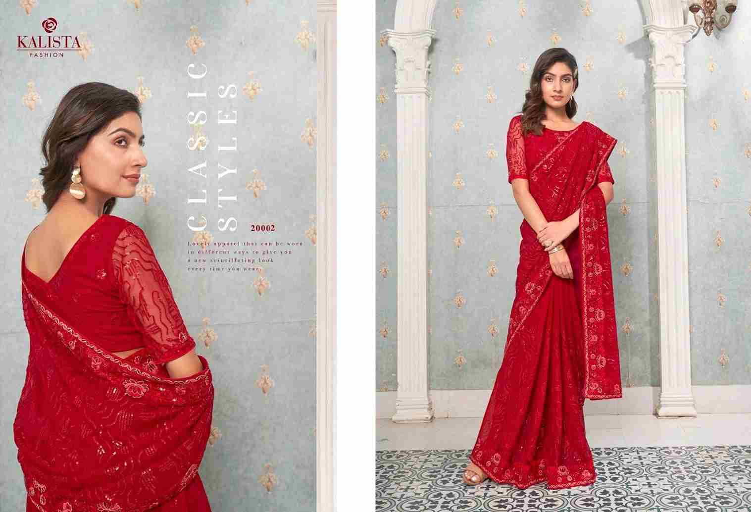 Limelight By Kalista Fashion 20001 To 20006 Series Indian Traditional Wear Collection Beautiful Stylish Fancy Colorful Party Wear & Occasional Wear Faux Georgette Sarees At Wholesale Price