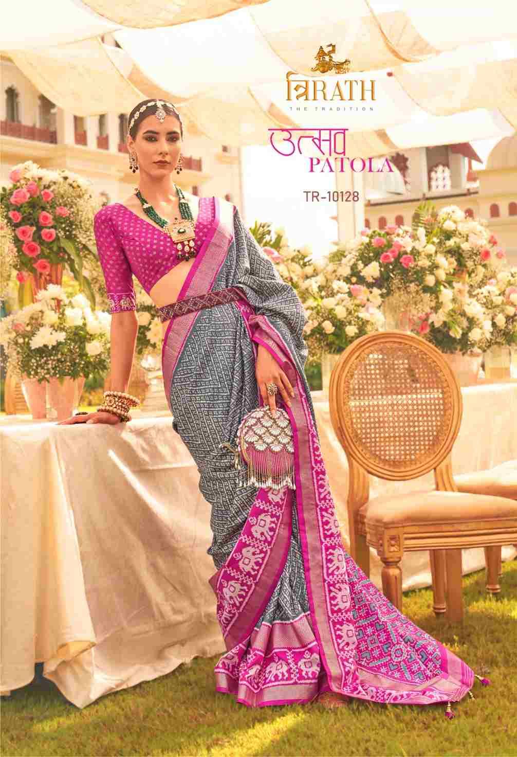 Utsav Patola By Trirath 10124 To 10132 Series Indian Traditional Wear Collection Beautiful Stylish Fancy Colorful Party Wear & Occasional Wear Silk Print Sarees At Wholesale Price