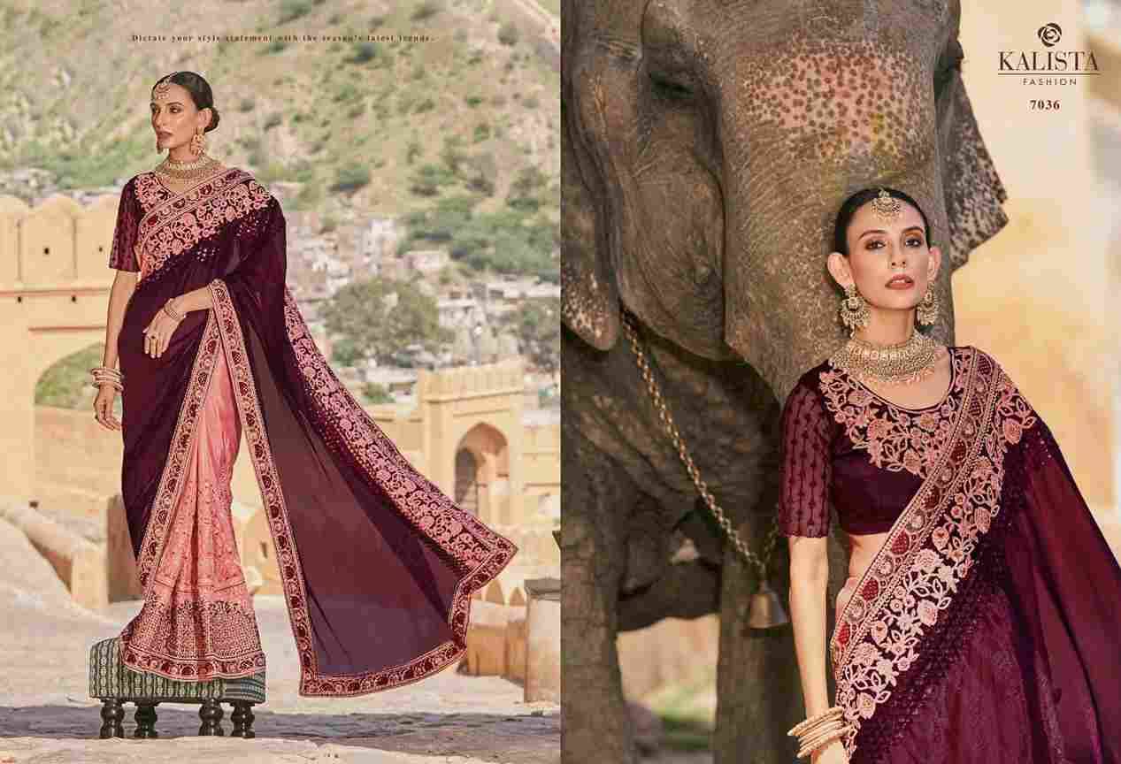 Khwaab Vol-22 By Kalista Fashion 7031 To 7036 Series Indian Traditional Wear Collection Beautiful Stylish Fancy Colorful Party Wear & Occasional Wear Fancy Sarees At Wholesale Price