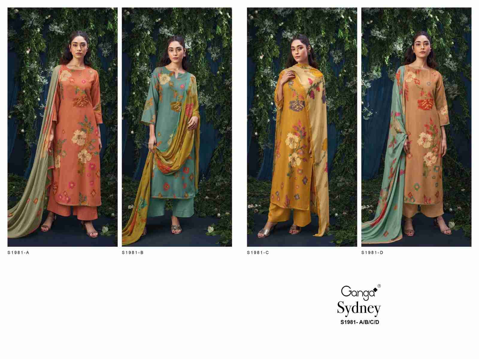 Sydney-1981 By Ganga Fashion 1981-A To 1981-D Series Beautiful Festive Suits Stylish Fancy Colorful Party Wear & Occasional Wear Premium Pashmina Digital Print Dresses At Wholesale Price