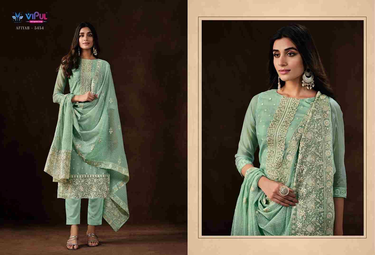 Afiyah By Vipul Fashion 5451 To 5455 Series Beautiful Festive Suits Stylish Fancy Colorful Party Wear & Occasional Wear Soft Organza Dresses At Wholesale Price