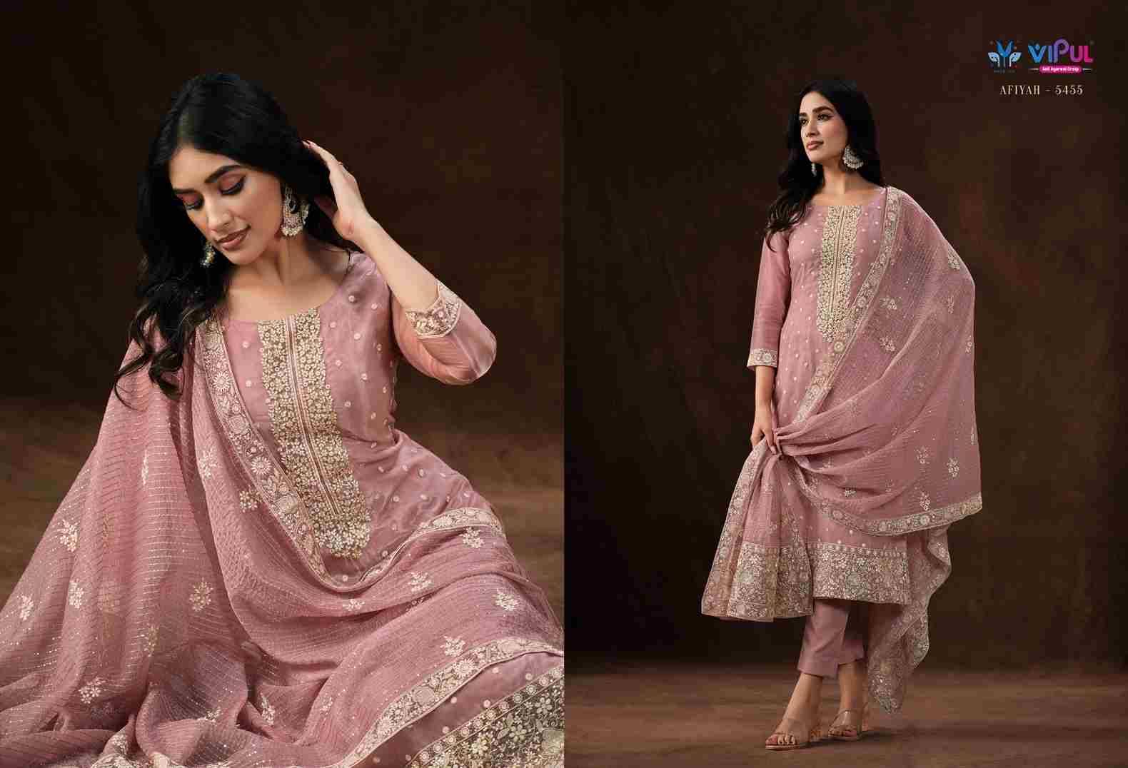 Afiyah By Vipul Fashion 5451 To 5455 Series Beautiful Festive Suits Stylish Fancy Colorful Party Wear & Occasional Wear Soft Organza Dresses At Wholesale Price