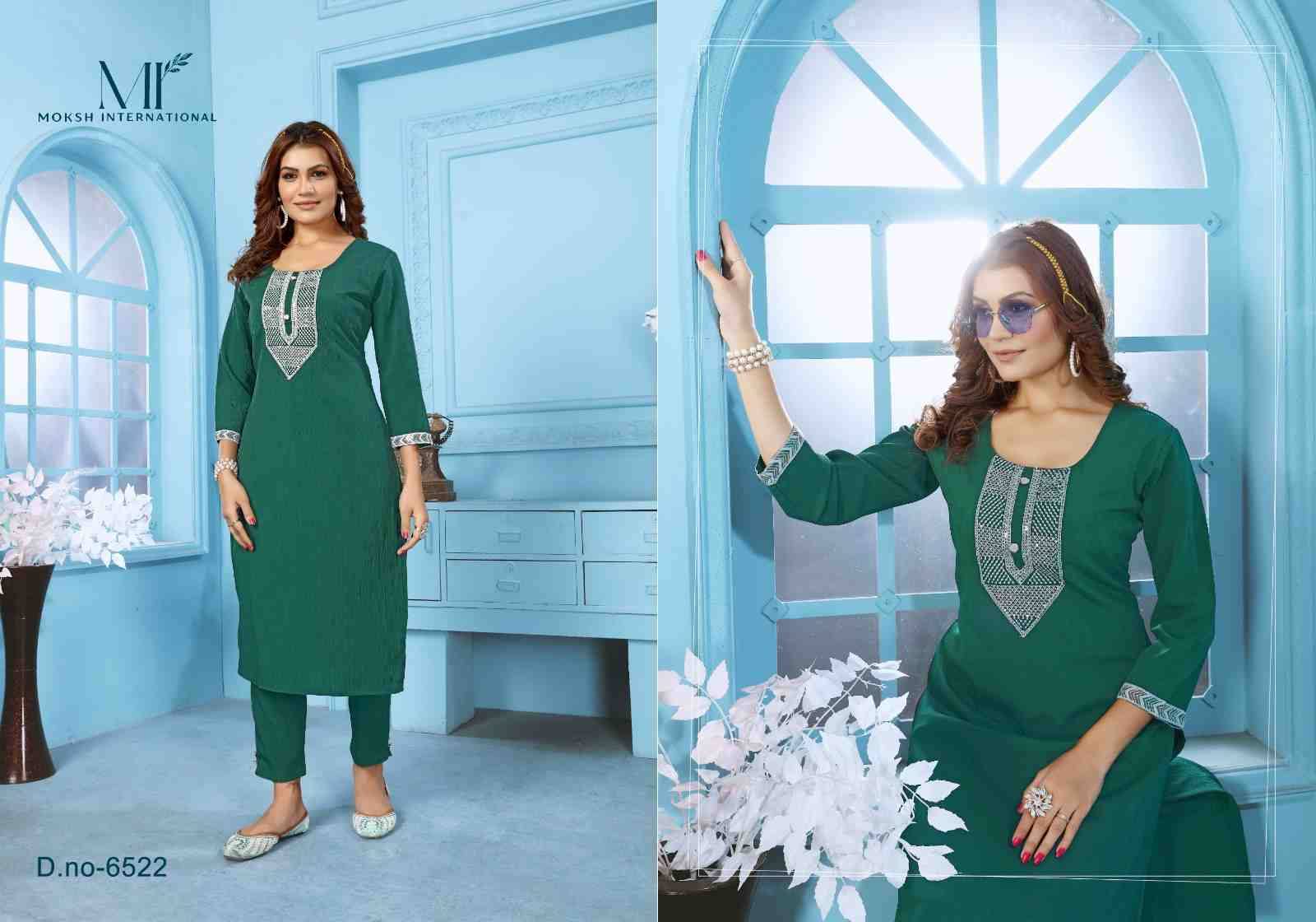 Goldy Vol-2 By Moksh International 6521 To 6524 Series Designer Festive Suits Collection Beautiful Stylish Fancy Colorful Party Wear & Occasional Wear Cotton Embroidered Kurtis With Bottom At Wholesale Price
