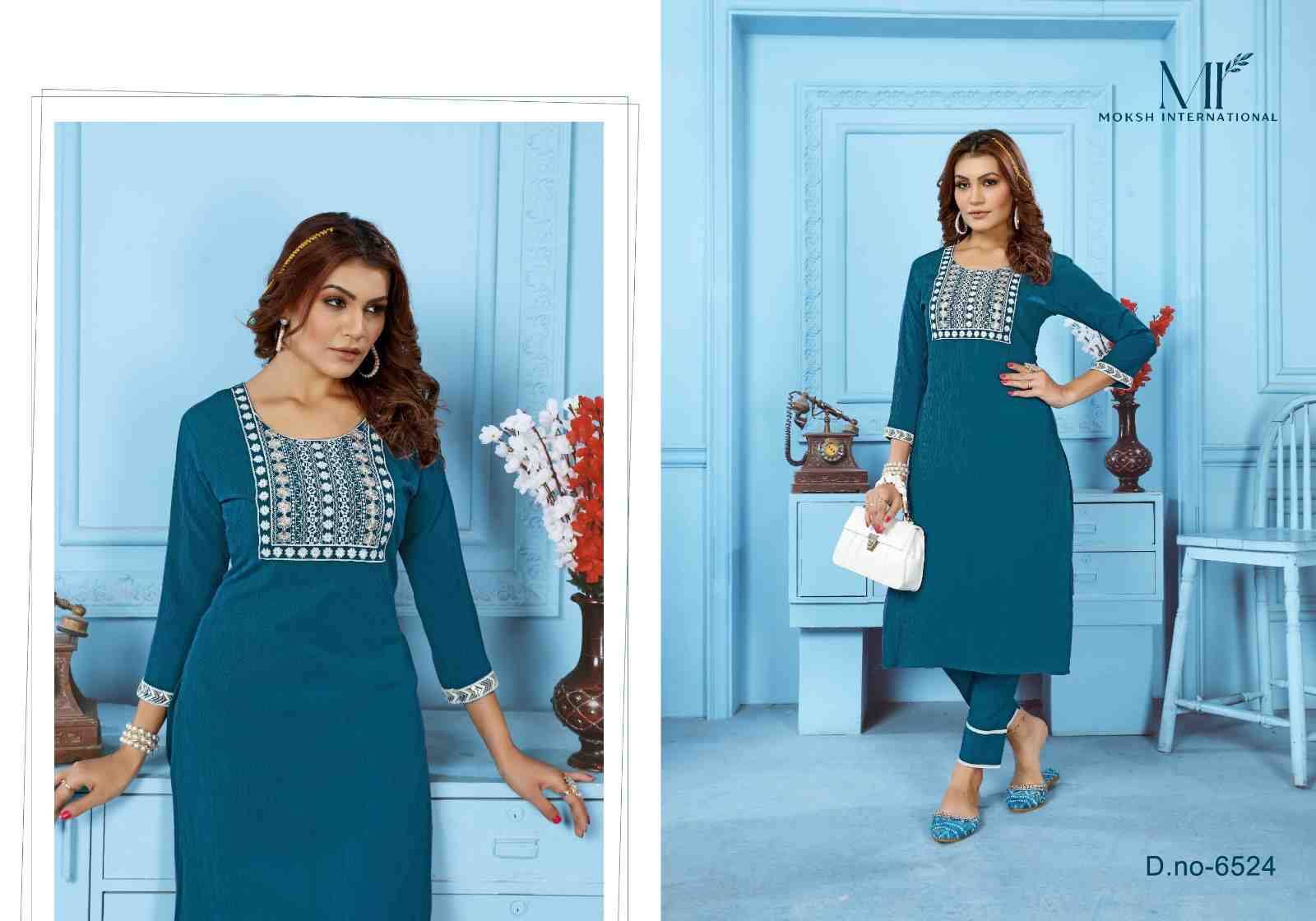 Goldy Vol-2 By Moksh International 6521 To 6524 Series Designer Festive Suits Collection Beautiful Stylish Fancy Colorful Party Wear & Occasional Wear Cotton Embroidered Kurtis With Bottom At Wholesale Price
