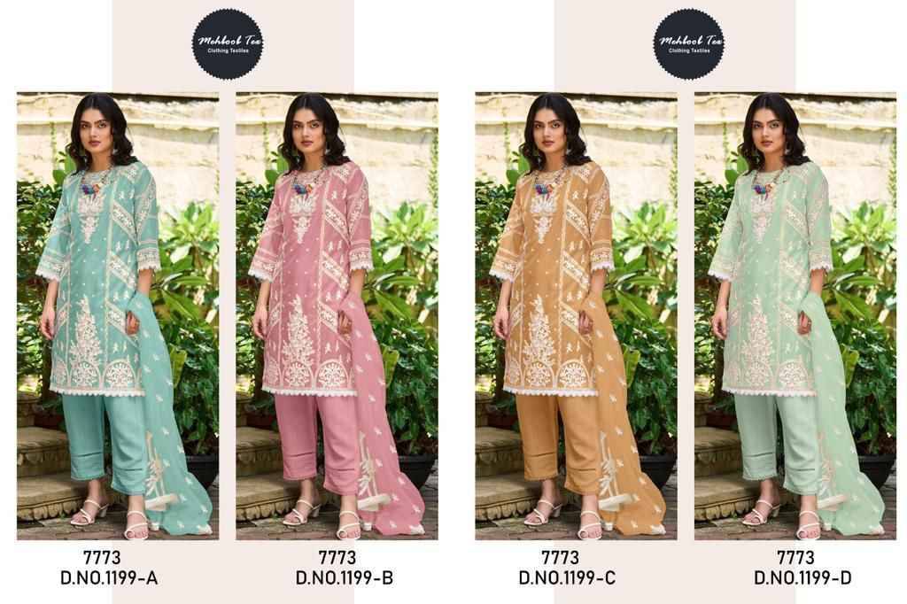 Mehboob Tex Hit Design 1199 Colours By Mehboob Tex 1199-A To 1199-D Series Beautiful Stylish Pakistani Suits Fancy Colorful Casual Wear & Ethnic Wear & Ready To Wear Organza Embroidery Dresses At Wholesale Price