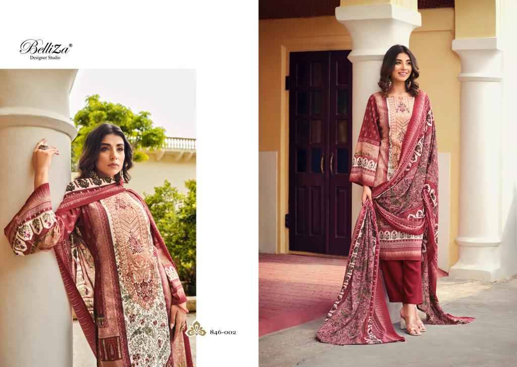 Naira Vol-21 By Belliza 846-001 To 846-008 Series Beautiful Festive Suits Colorful Stylish Fancy Casual Wear & Ethnic Wear Pure Cotton Digital Print Dresses At Wholesale Price