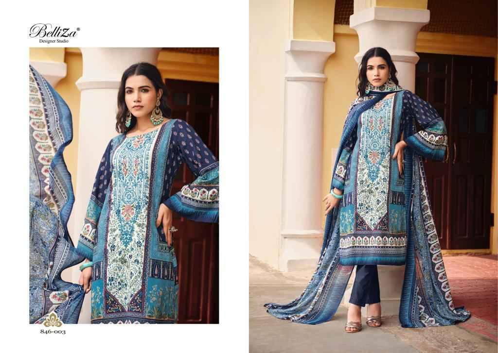 Naira Vol-21 By Belliza 846-001 To 846-008 Series Beautiful Festive Suits Colorful Stylish Fancy Casual Wear & Ethnic Wear Pure Cotton Digital Print Dresses At Wholesale Price