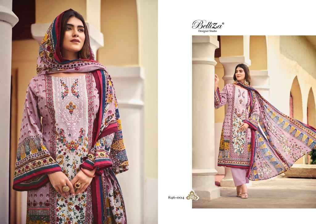 Naira Vol-21 By Belliza 846-001 To 846-008 Series Beautiful Festive Suits Colorful Stylish Fancy Casual Wear & Ethnic Wear Pure Cotton Digital Print Dresses At Wholesale Price