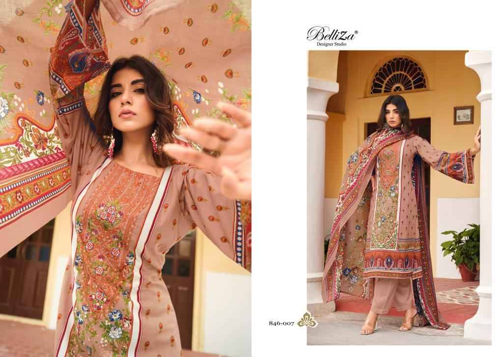 Naira Vol-21 By Belliza 846-001 To 846-008 Series Beautiful Festive Suits Colorful Stylish Fancy Casual Wear & Ethnic Wear Pure Cotton Digital Print Dresses At Wholesale Price