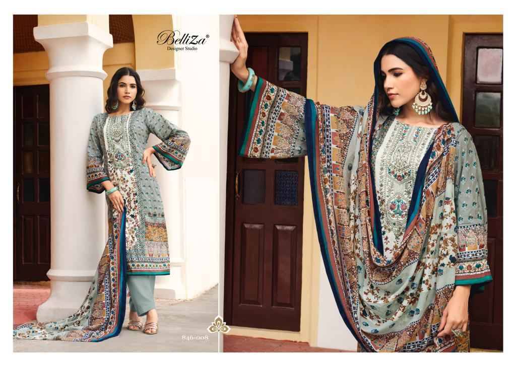 Naira Vol-21 By Belliza 846-001 To 846-008 Series Beautiful Festive Suits Colorful Stylish Fancy Casual Wear & Ethnic Wear Pure Cotton Digital Print Dresses At Wholesale Price