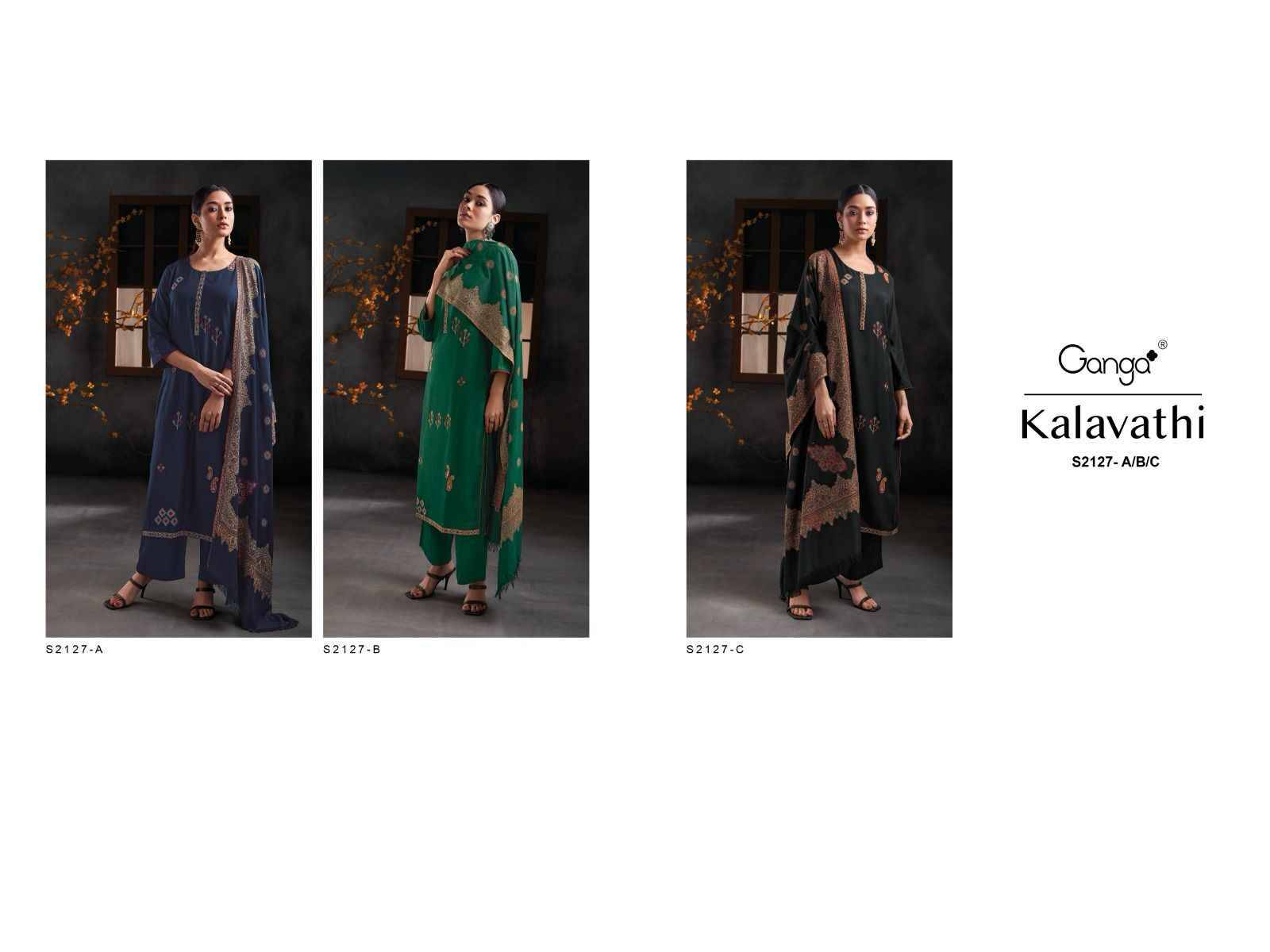 Kalavathi-2127 By Ganga Fashion 2127-A To 2127-C Series Beautiful Festive Suits Colorful Stylish Fancy Casual Wear & Ethnic Wear Pure Pashmina Digital Print Dresses At Wholesale Price