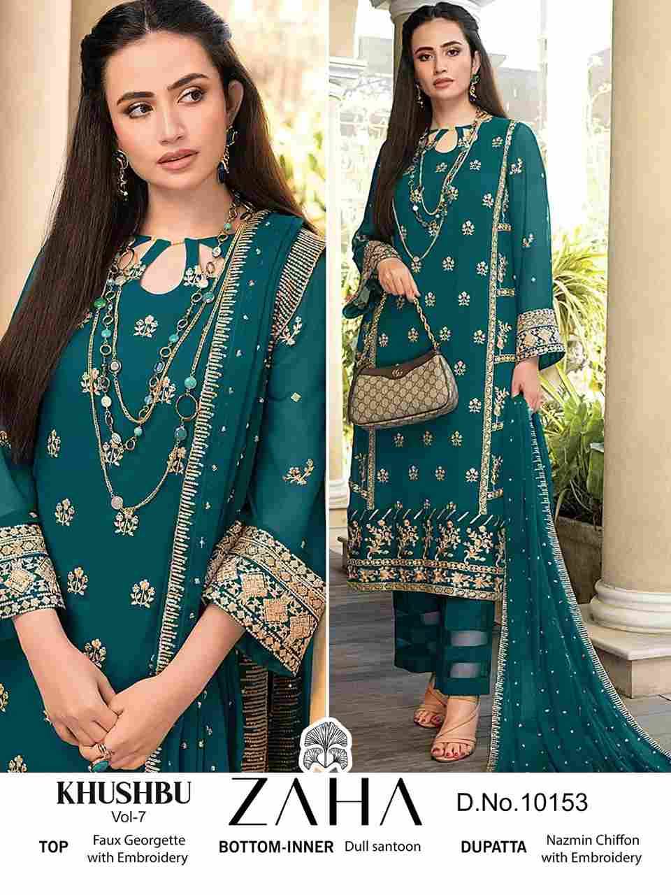 Khushbu Vol-7 By Zaha 10151 To 10153 Series Beautiful Pakistani Suits Colorful Stylish Fancy Casual Wear & Ethnic Wear Faux Georgette Embroidered Dresses At Wholesale Price