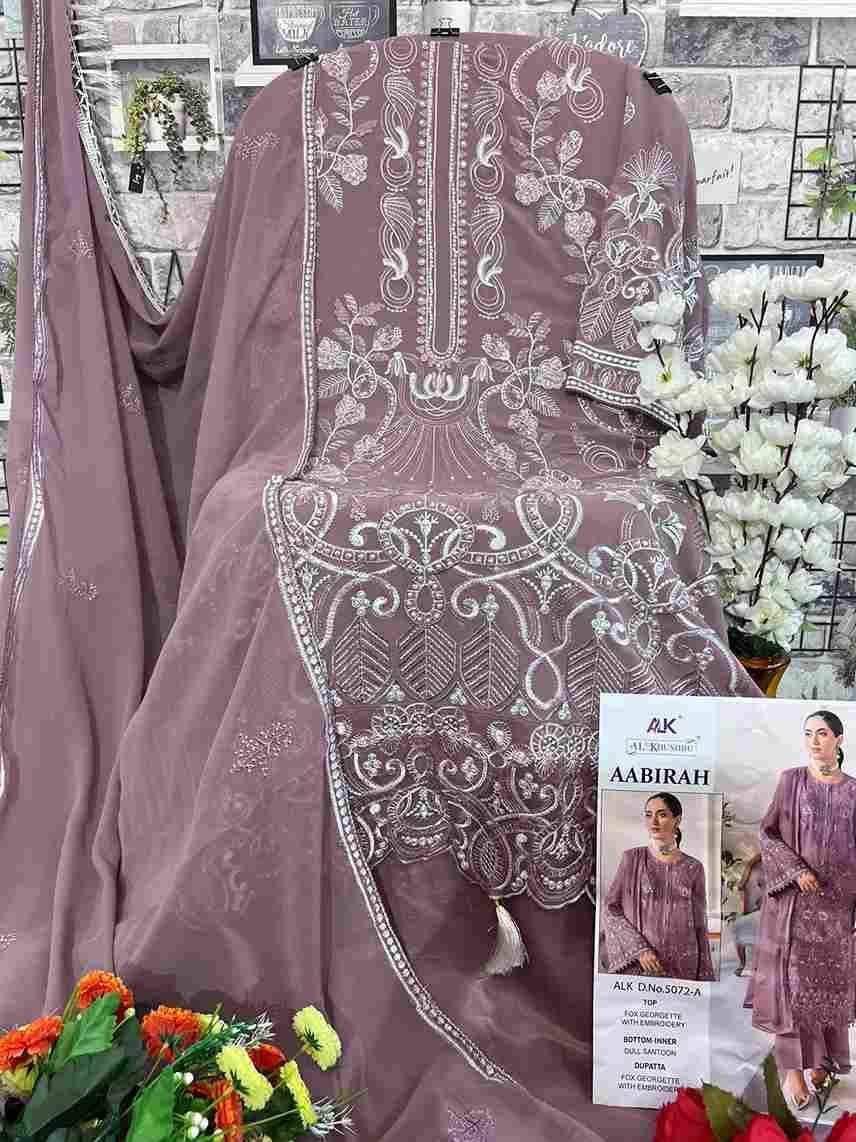 Aabirah By Al Khushbu 5072-A To 5072-C Series Beautiful Pakistani Suits Colorful Stylish Fancy Casual Wear & Ethnic Wear Faux Georgette Embroidered Dresses At Wholesale Price