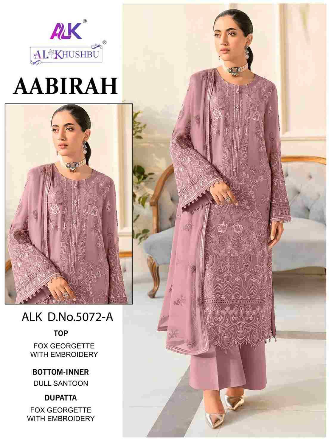 Aabirah By Al Khushbu 5072-A To 5072-C Series Beautiful Pakistani Suits Colorful Stylish Fancy Casual Wear & Ethnic Wear Faux Georgette Embroidered Dresses At Wholesale Price