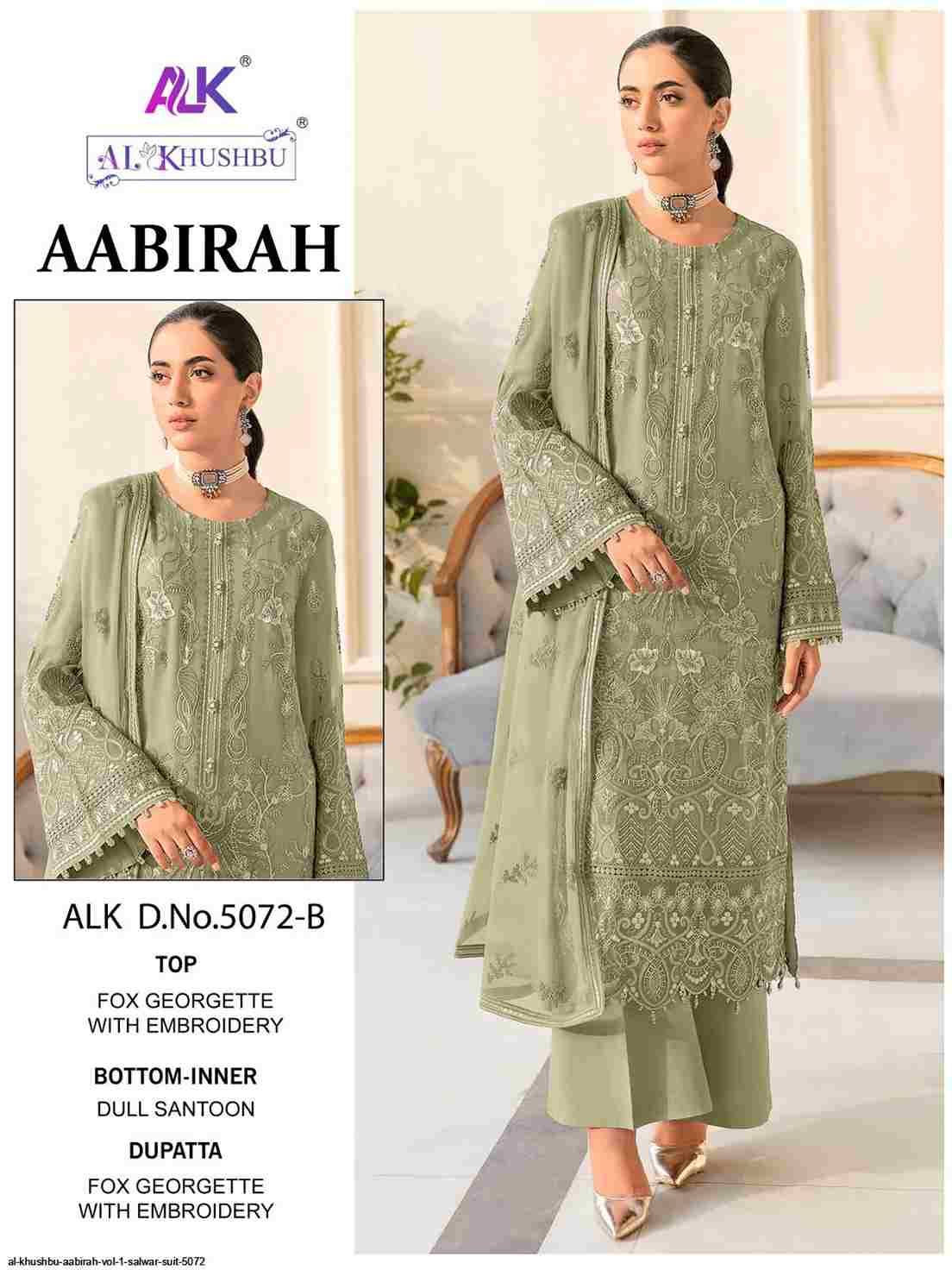Aabirah By Al Khushbu 5072-A To 5072-C Series Beautiful Pakistani Suits Colorful Stylish Fancy Casual Wear & Ethnic Wear Faux Georgette Embroidered Dresses At Wholesale Price