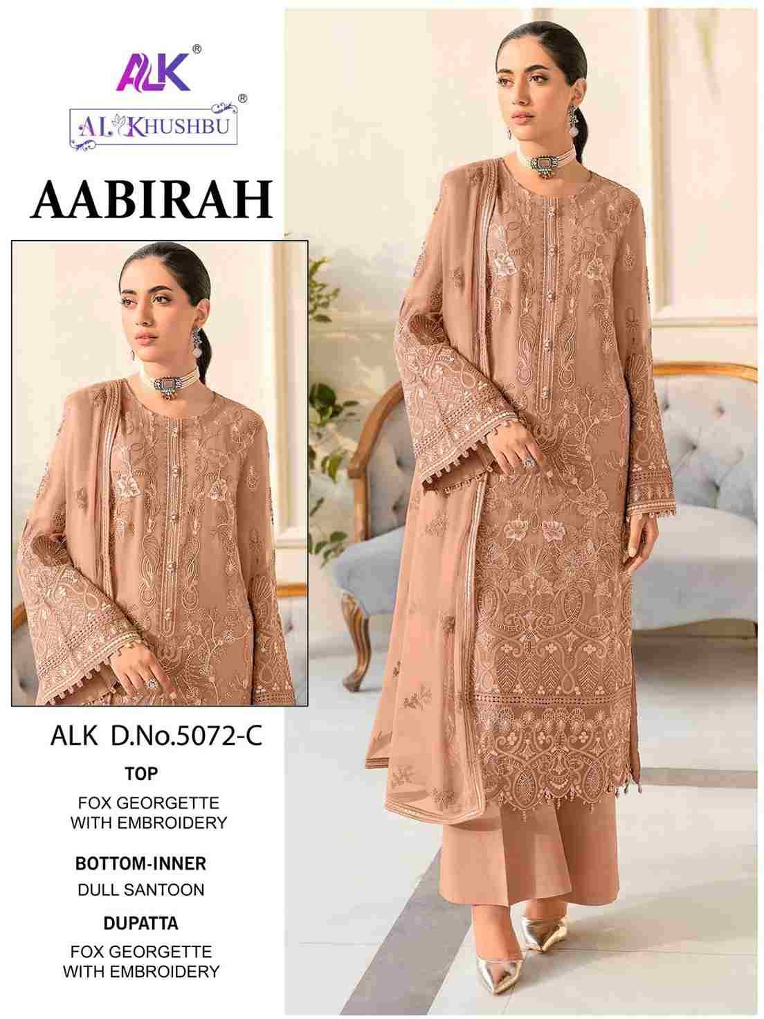 Aabirah By Al Khushbu 5072-A To 5072-C Series Beautiful Pakistani Suits Colorful Stylish Fancy Casual Wear & Ethnic Wear Faux Georgette Embroidered Dresses At Wholesale Price
