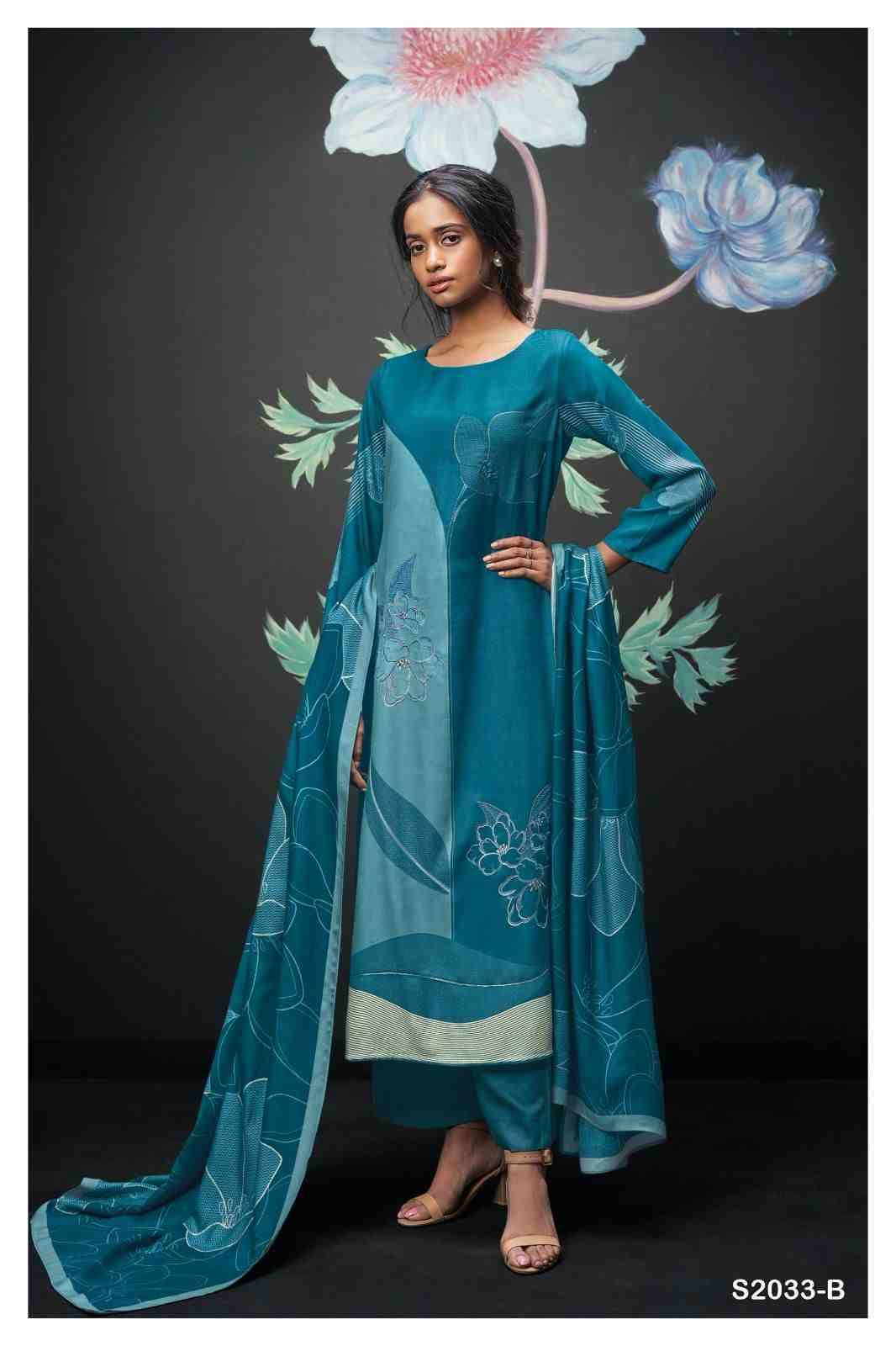 Vaidhriti-2033 By Ganga Fashion 2033-A To 2033-D Series Beautiful Festive Suits Colorful Stylish Fancy Casual Wear & Ethnic Wear Pure Pashmina Embroidered Dresses At Wholesale Price