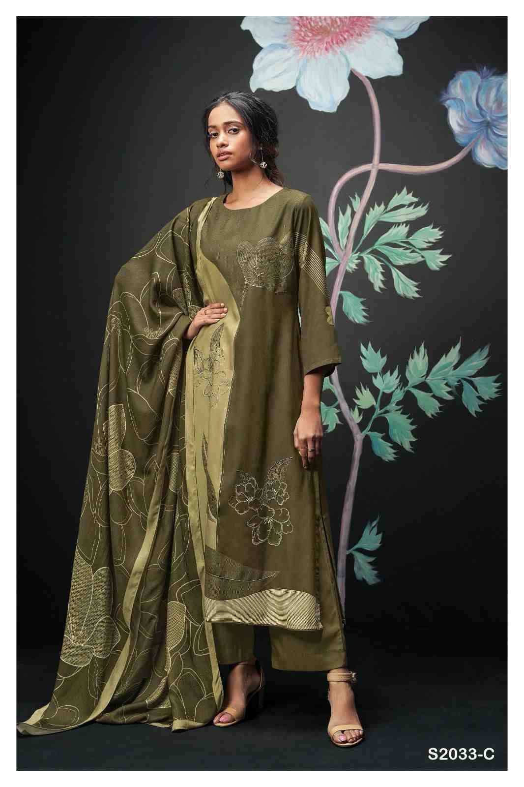 Vaidhriti-2033 By Ganga Fashion 2033-A To 2033-D Series Beautiful Festive Suits Colorful Stylish Fancy Casual Wear & Ethnic Wear Pure Pashmina Embroidered Dresses At Wholesale Price