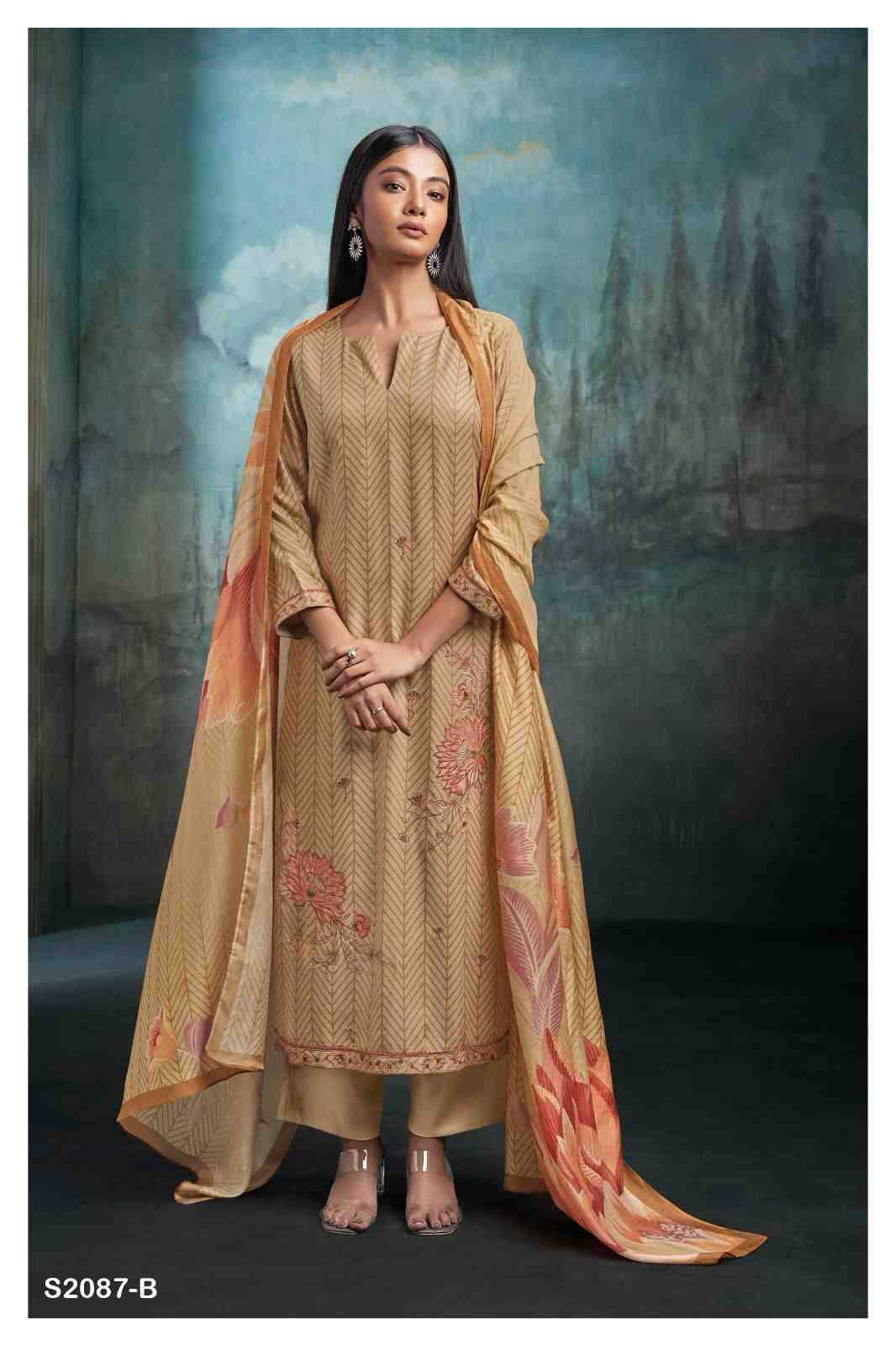 Myley-2087 By Ganga Fashion 2087-A To 2087-D Series Beautiful Festive Suits Colorful Stylish Fancy Casual Wear & Ethnic Wear Pure Pashmina Embroidered Dresses At Wholesale Price