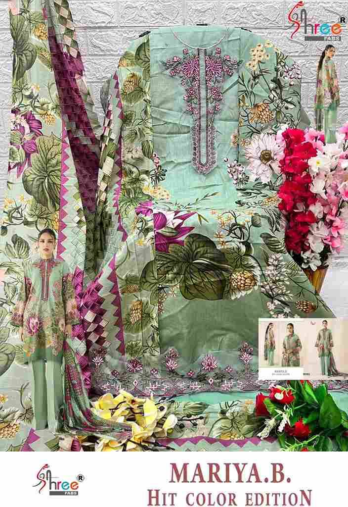 Mariya.B. Hit Color Edition By Shree Fabs 3331-A To 3331-D Series Beautiful Pakistani Suits Colorful Stylish Fancy Casual Wear & Ethnic Wear Pure Cotton Print Embroidered Dresses At Wholesale Price