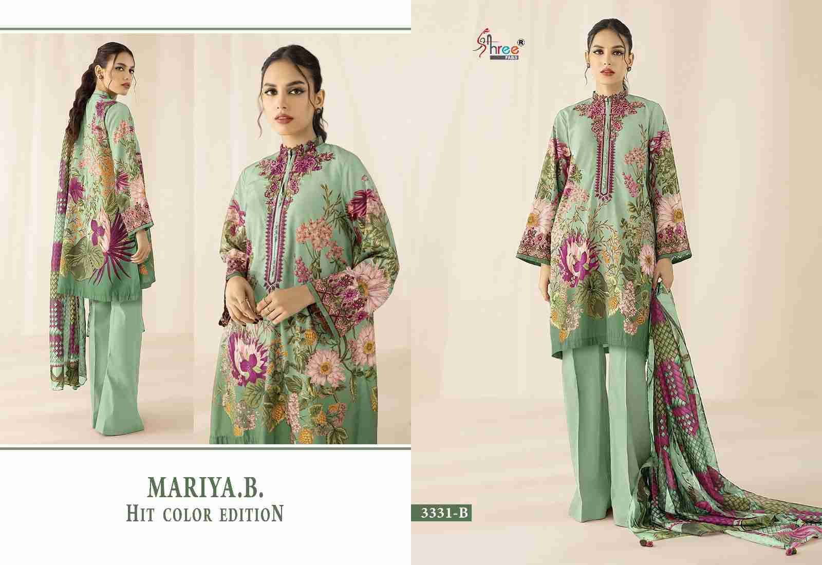Mariya.B. Hit Color Edition By Shree Fabs 3331-A To 3331-D Series Beautiful Pakistani Suits Colorful Stylish Fancy Casual Wear & Ethnic Wear Pure Cotton Print Embroidered Dresses At Wholesale Price