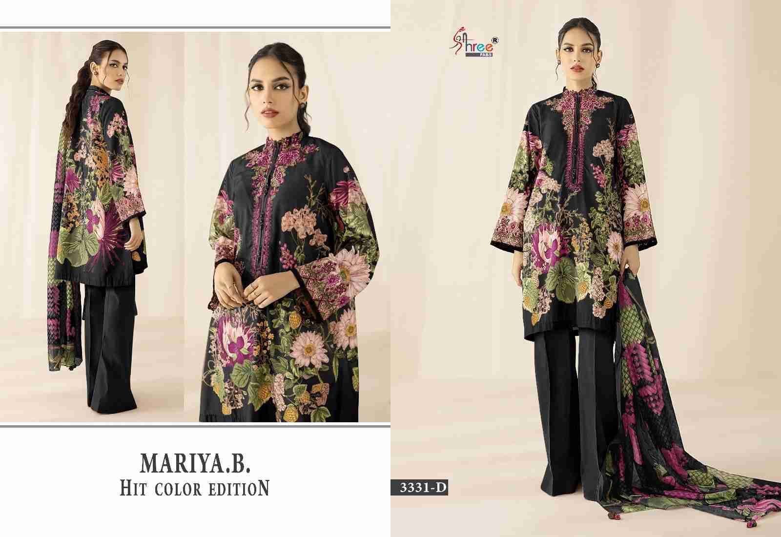 Mariya.B. Hit Color Edition By Shree Fabs 3331-A To 3331-D Series Beautiful Pakistani Suits Colorful Stylish Fancy Casual Wear & Ethnic Wear Pure Cotton Print Embroidered Dresses At Wholesale Price