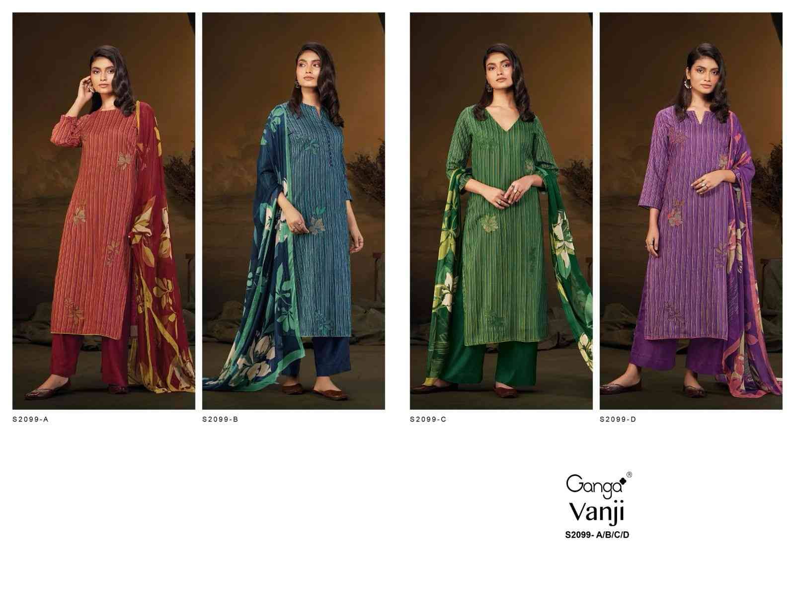 Vanji-2099 By Ganga Fashion 2099-A To 2099-D Series Beautiful Festive Suits Colorful Stylish Fancy Casual Wear & Ethnic Wear Pure Pashmina Embroidered Dresses At Wholesale Price