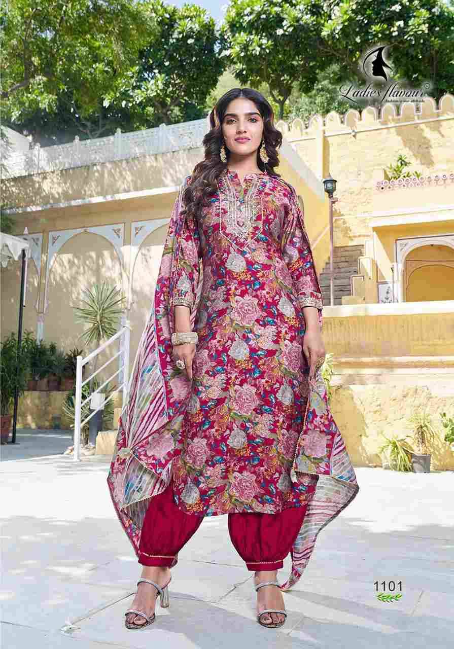 Saachi By Ladies Flavour 1101 To 1104 Series Beautiful Suits Colorful Stylish Fancy Casual Wear & Ethnic Wear Chanderi Print Dresses At Wholesale Price