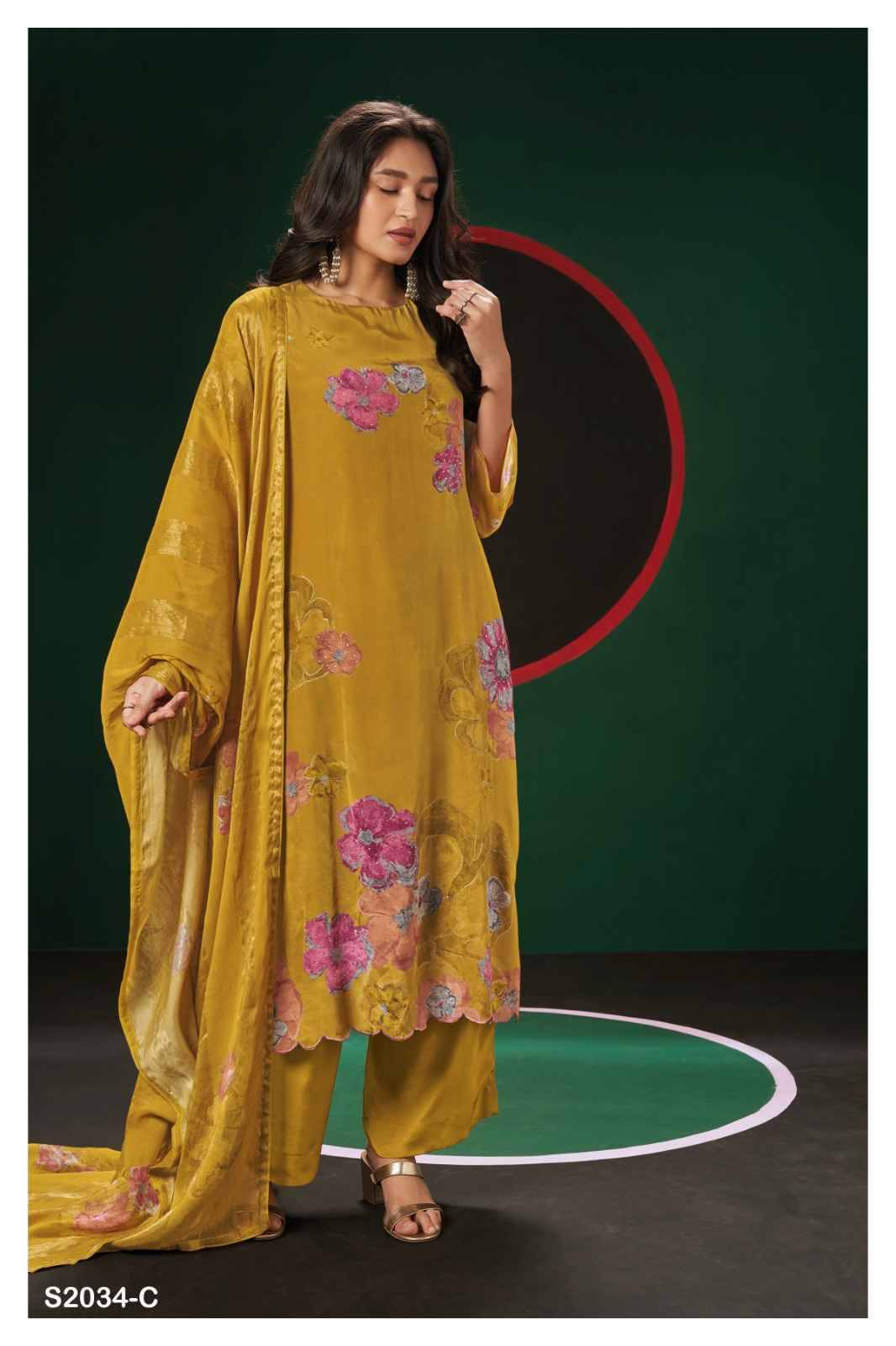 Delta-2034 By Ganga Fashion 2034-A To 2034-D Series Beautiful Festive Suits Colorful Stylish Fancy Casual Wear & Ethnic Wear Pure Silk Embroidered Dresses At Wholesale Price