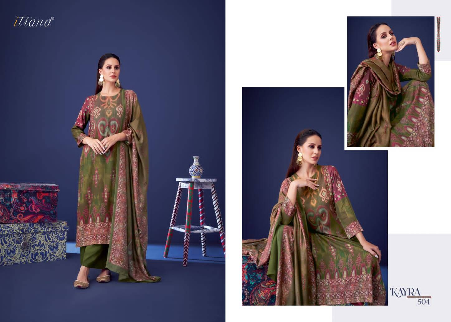 Kayra By Itrana Beautiful Stylish Festive Suits Fancy Colorful Casual Wear & Ethnic Wear & Ready To Wear Staple Twill Print Dresses At Wholesale Price