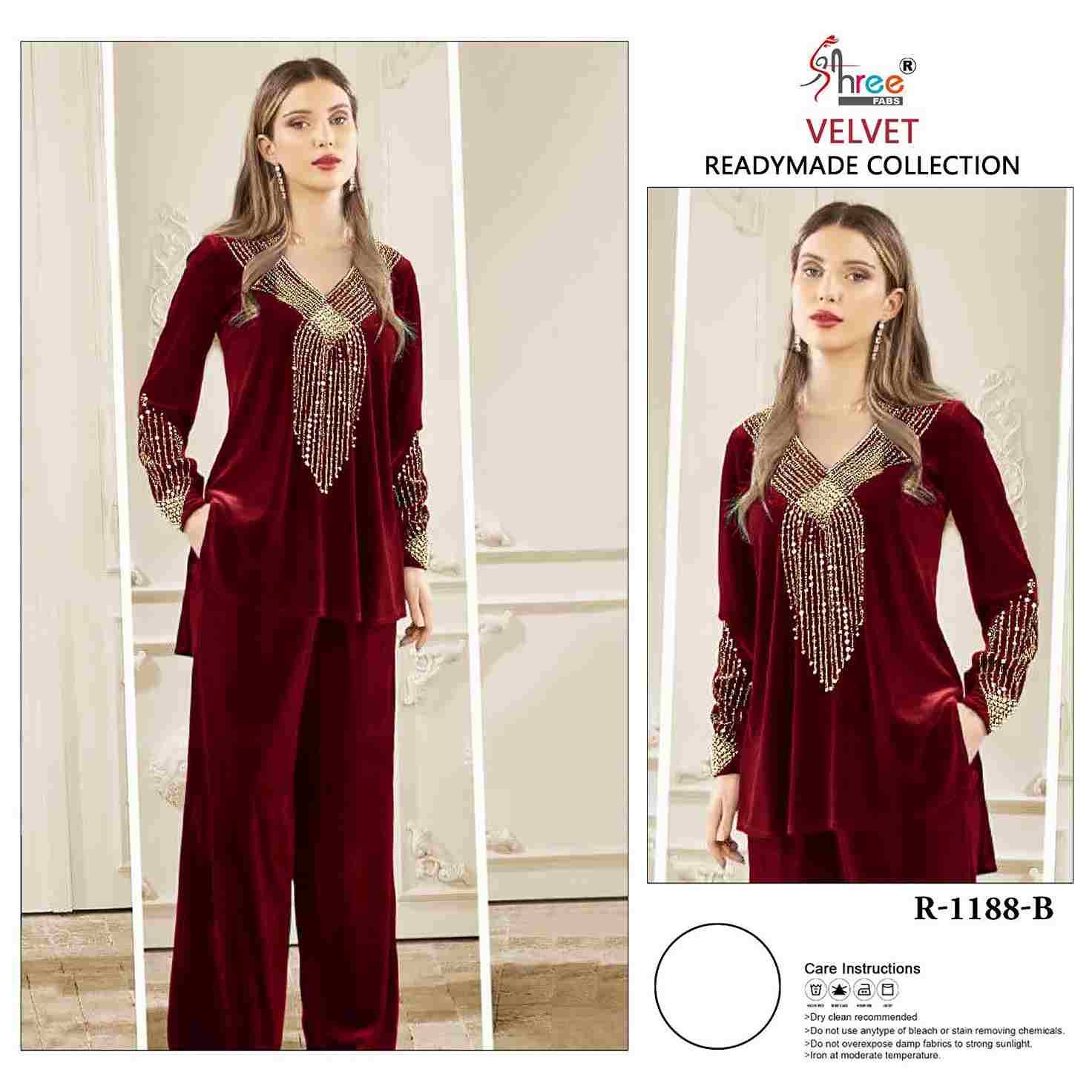 Shree Fabs Hit Design R-1188 Colours By Shree Fabs 1188-A To 1188-C Series Designer Stylish Fancy Colorful Beautiful Party Wear & Ethnic Wear Collection Velvet Co-Ord At Wholesale Price
