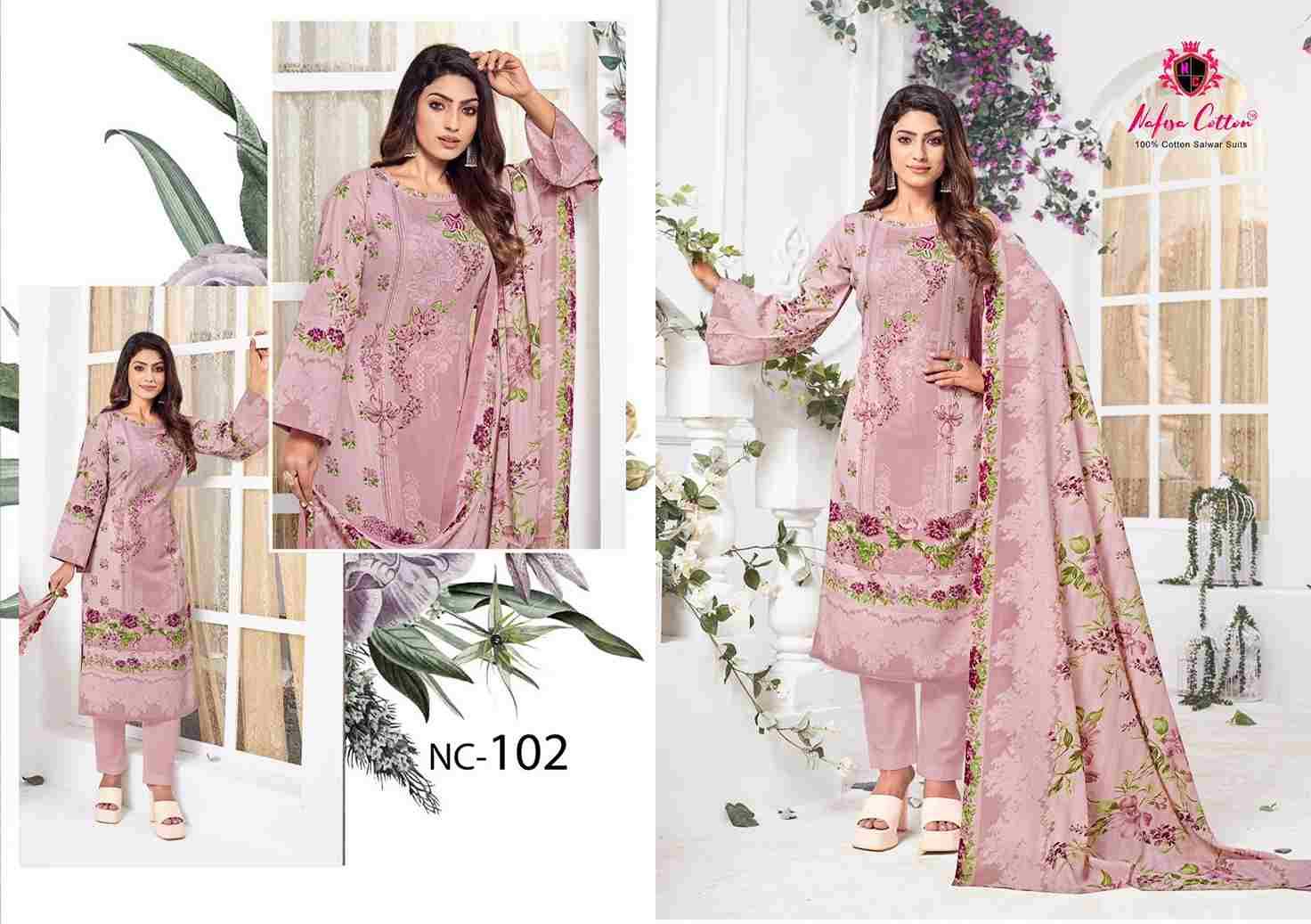Andaaz By Nafisa Cotton 101 To 106 Series Beautiful Suits Colorful Stylish Fancy Casual Wear & Ethnic Wear Pure Cotton Print Dresses At Wholesale Price
